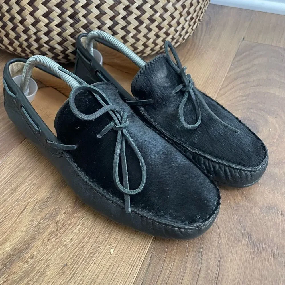 Emporio Armani Driving Loafers Moccasins Leather Horsehair $675 Mens 8